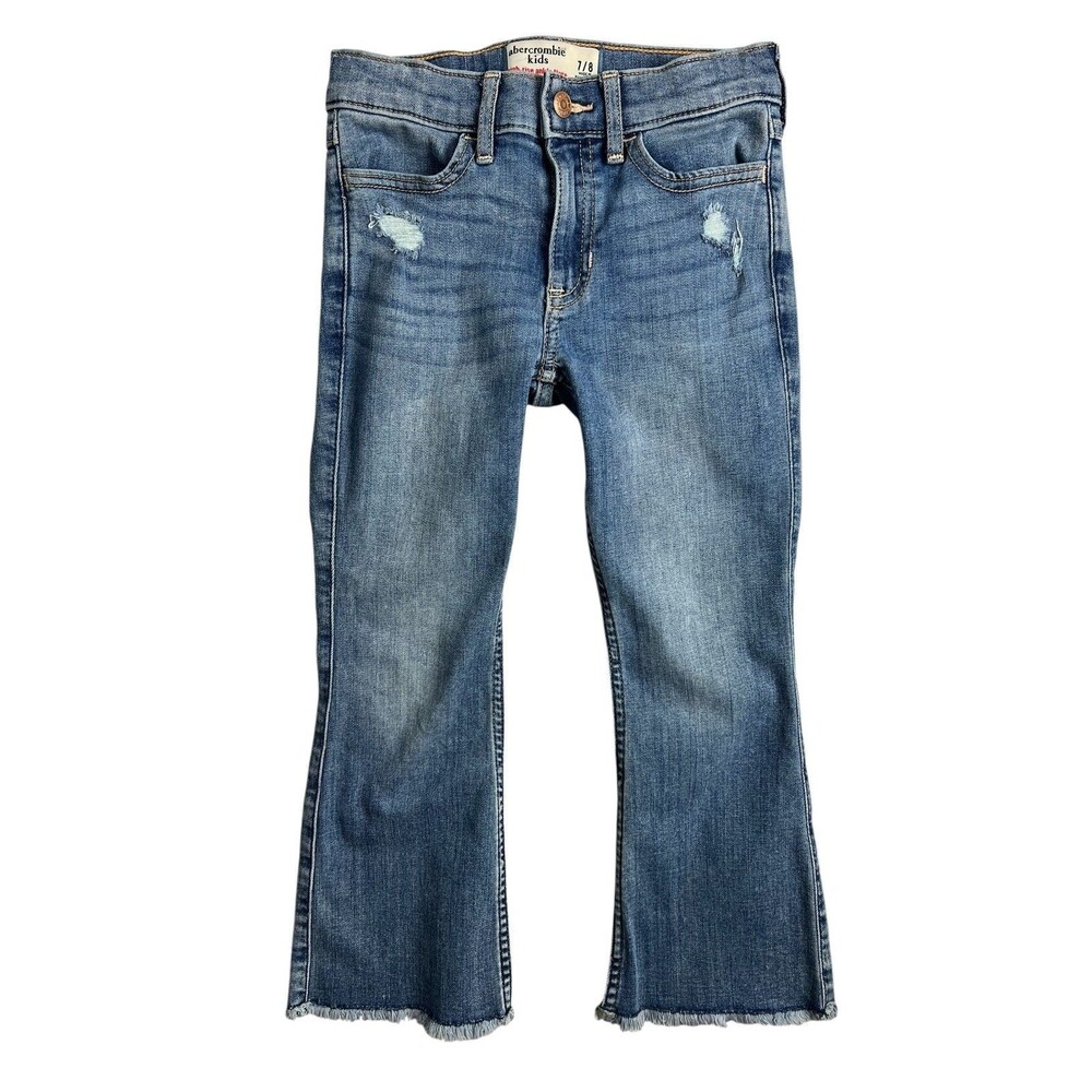 Abercrombie Kids High Rise Ankle Flare Jeans  Girls 7/8  Retro Hippie Boho BTS